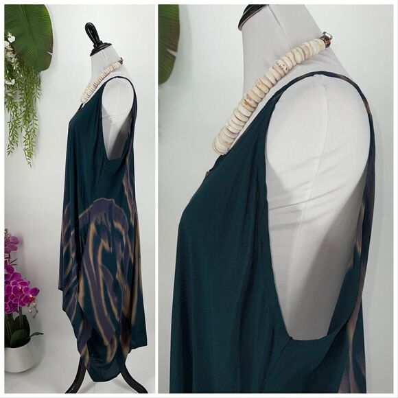 Handkerchief Dress V-Neck V-Back with Pockets Beach To Boardwalk Rayon One Size - Picture 4 of 11